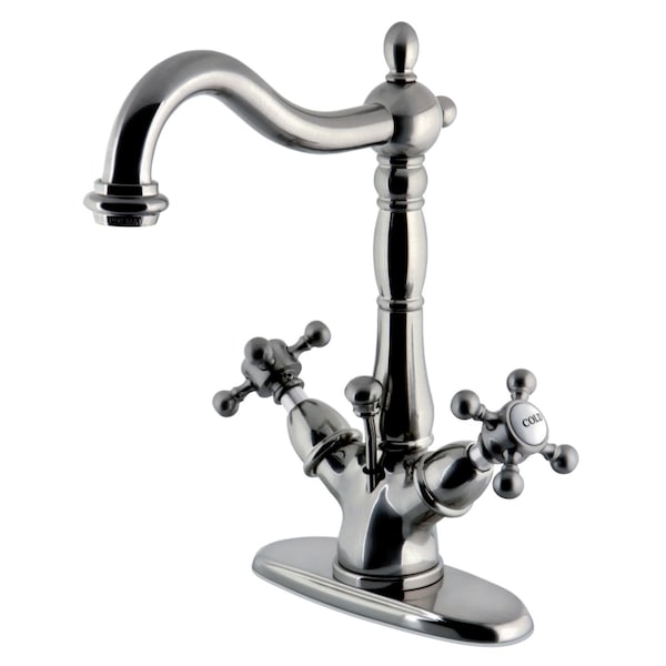 Vintage 2-Handle Bathroom Faucet W/Brass Pop-Up & Cover Plate, Nickel